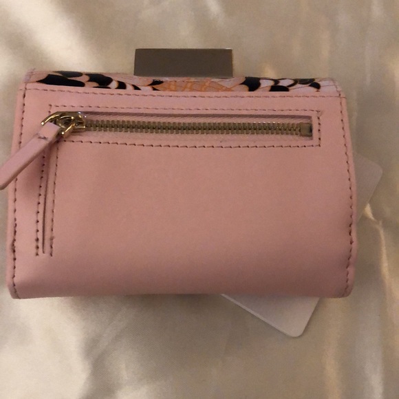 Ted Baker London Ferel Sunburst Feather Pink Leather Trifold Wallet NWT - Picture 13 of 15